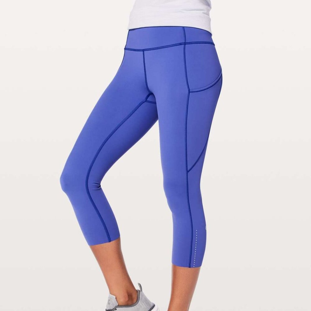Lululemon Fast & Free Crop II‎ *Nulux 19" in Moroccan Blue Sz 6
